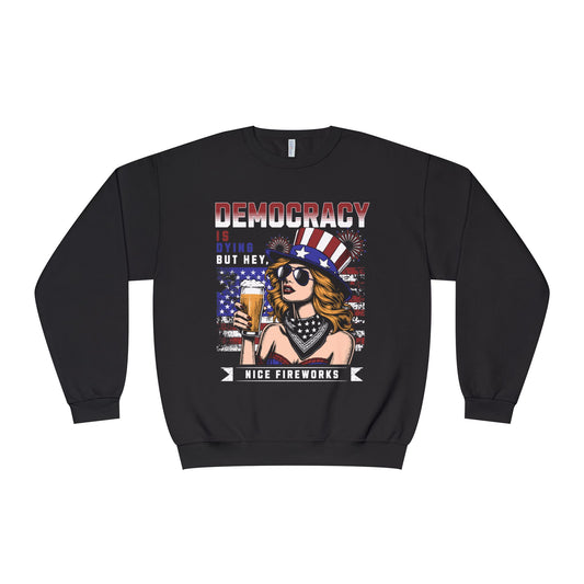 'Democracy Is Dying' JERZEES 562MR Crewneck Sweatshirt