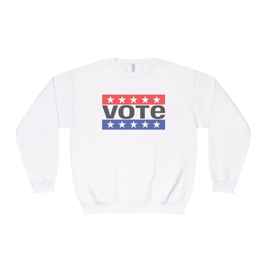 graphic sweatshirt with red white and blue and VOTE in big letters