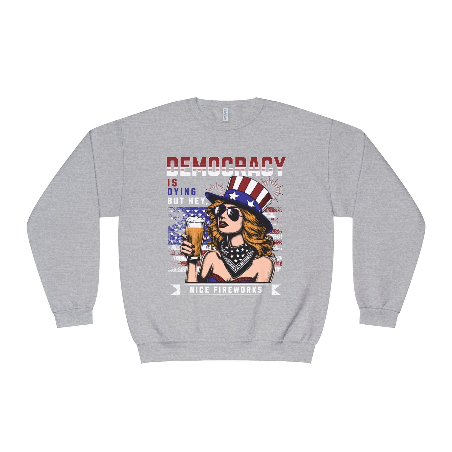 'Democracy Is Dying' JERZEES 562MR Crewneck Sweatshirt