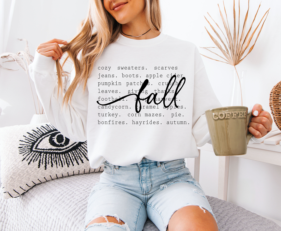 woman wearing an oversized fall sweatshirt