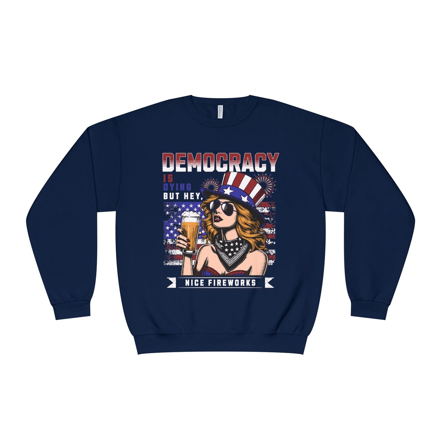 'Democracy Is Dying' JERZEES 562MR Crewneck Sweatshirt