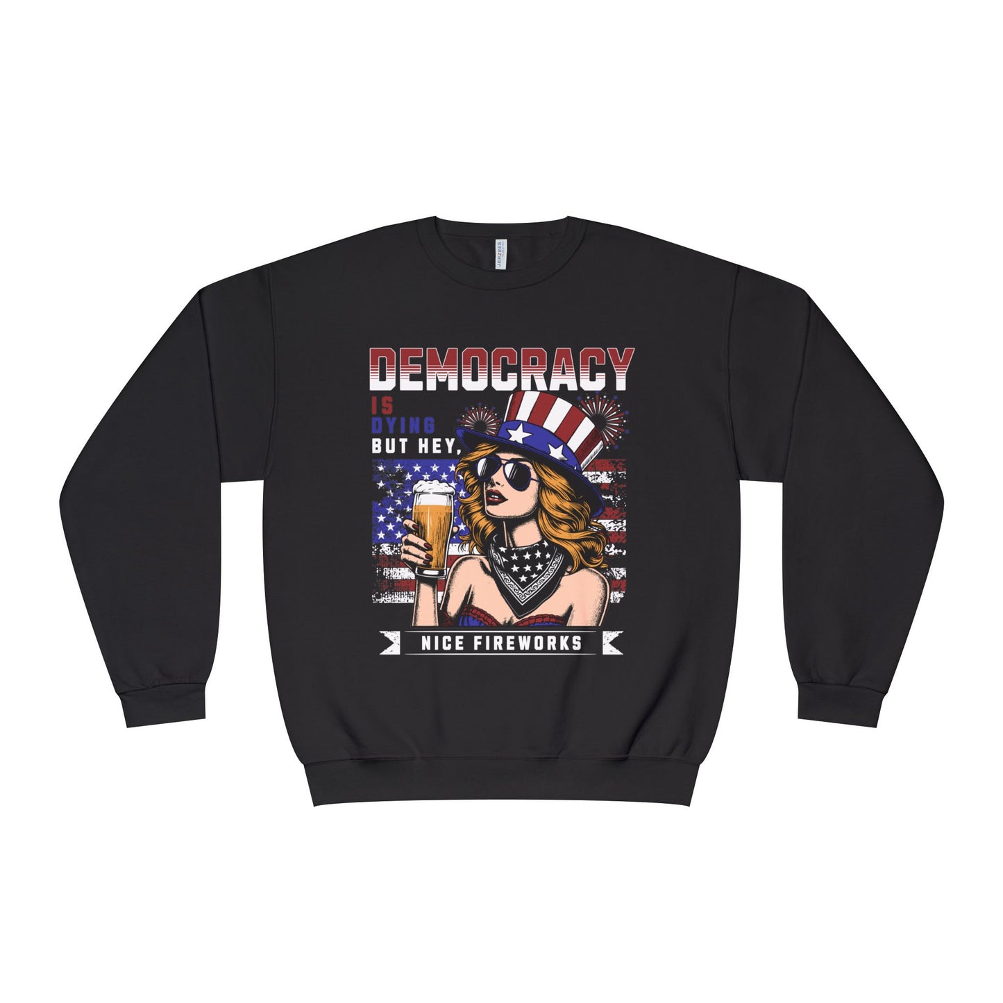 'Democracy Is Dying' JERZEES 562MR Crewneck Sweatshirt