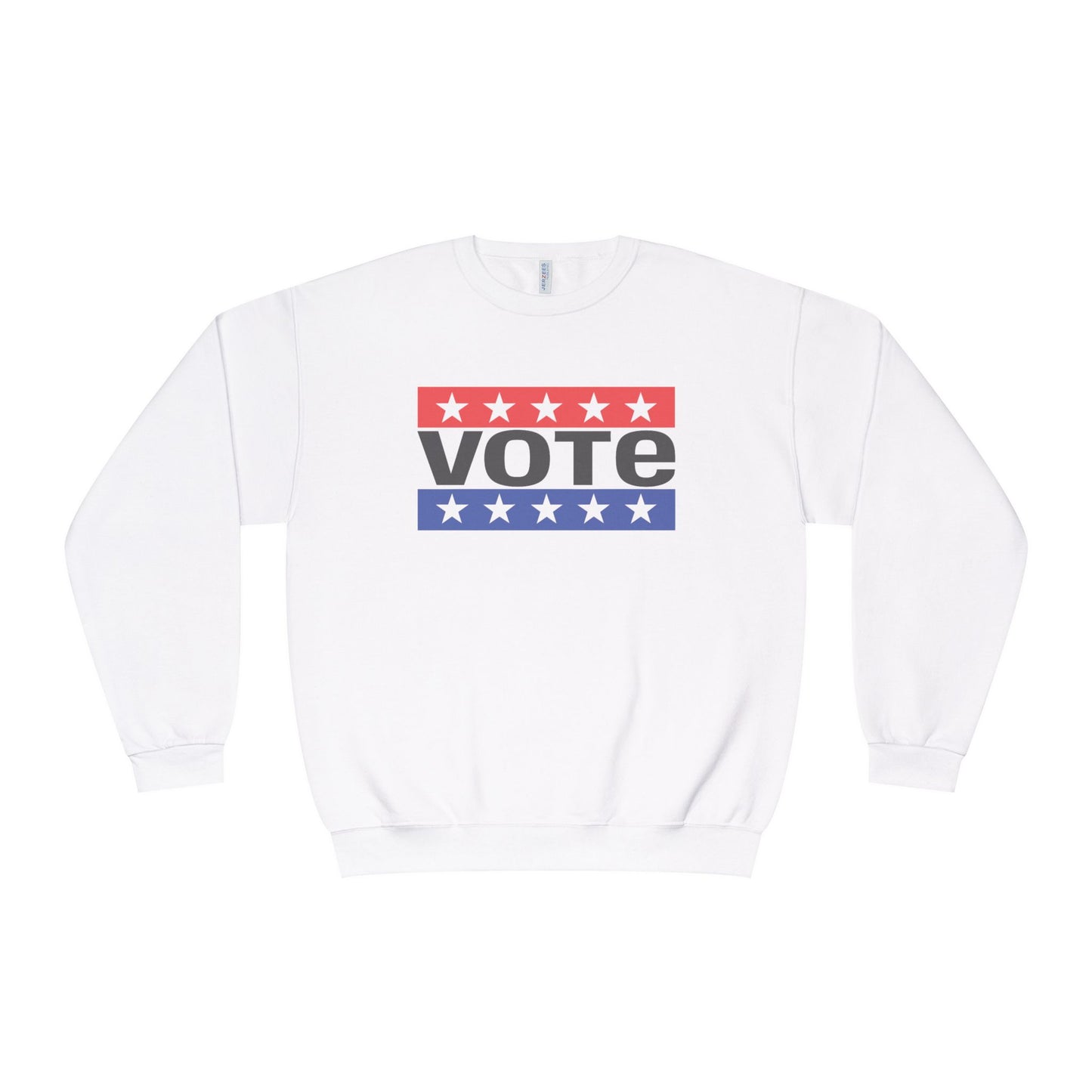graphic sweatshirt with red white and blue and VOTE in big letters 