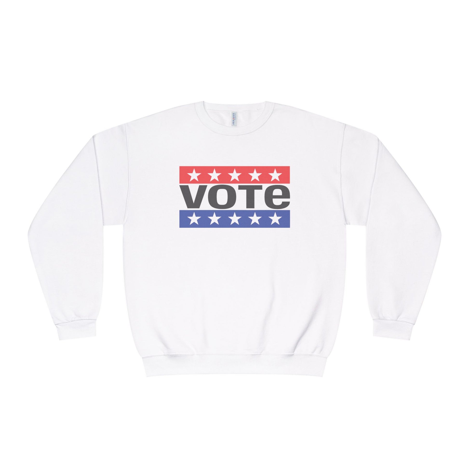 graphic sweatshirt with red white and blue and VOTE in big letters 