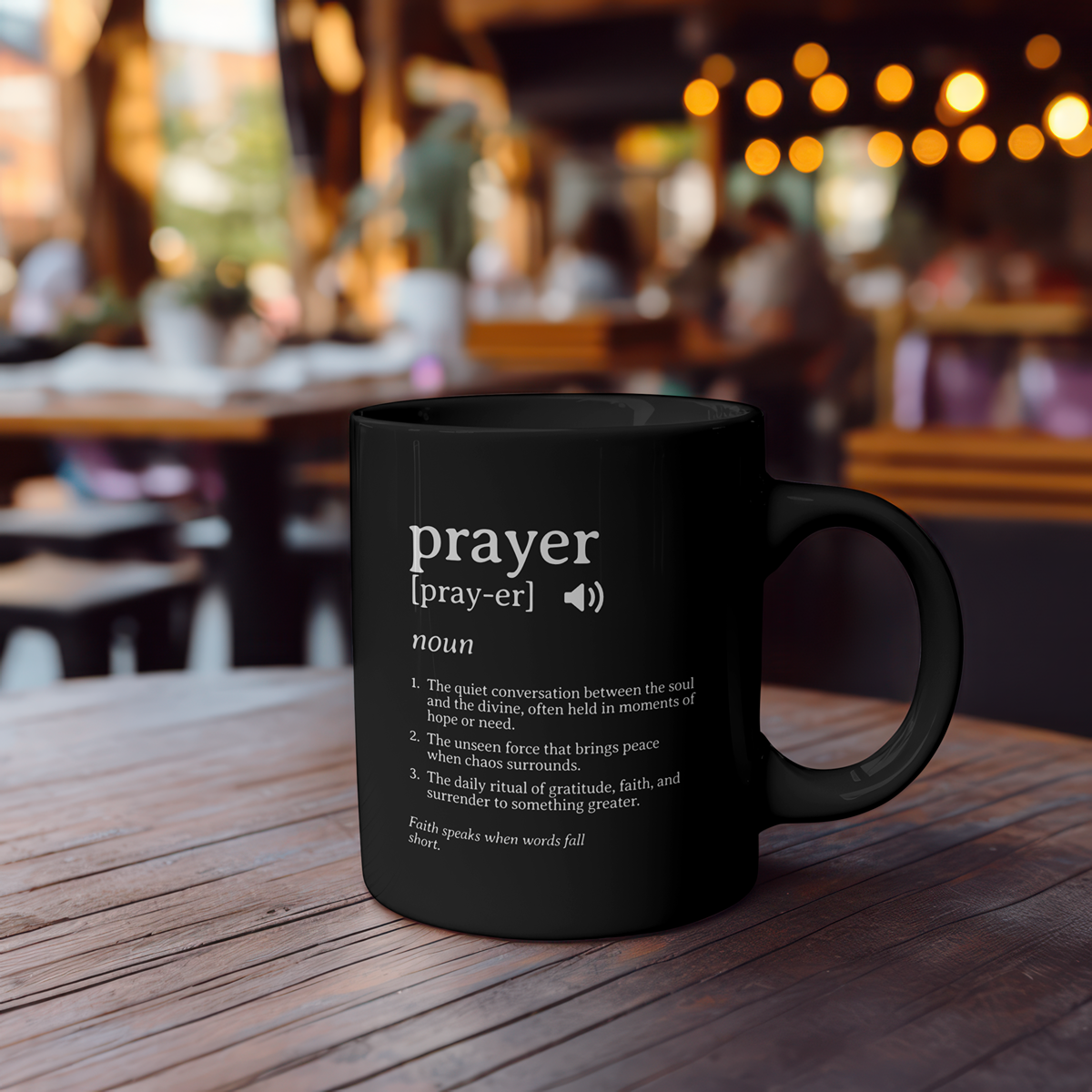 Prayer Definition Double-Sided Design 11oz Black Coffee Mug