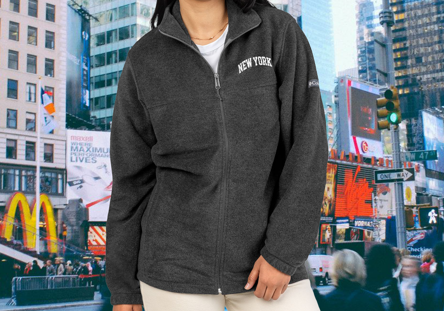 New York Embroidered Columbia Fleece Jacket