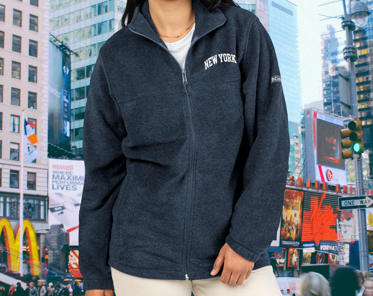 New York Embroidered Columbia Fleece Jacket
