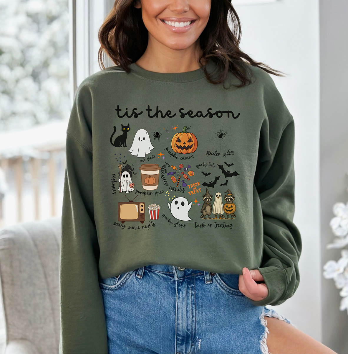 Tis The Season Cozy Halloween Crewneck Sweatshirt