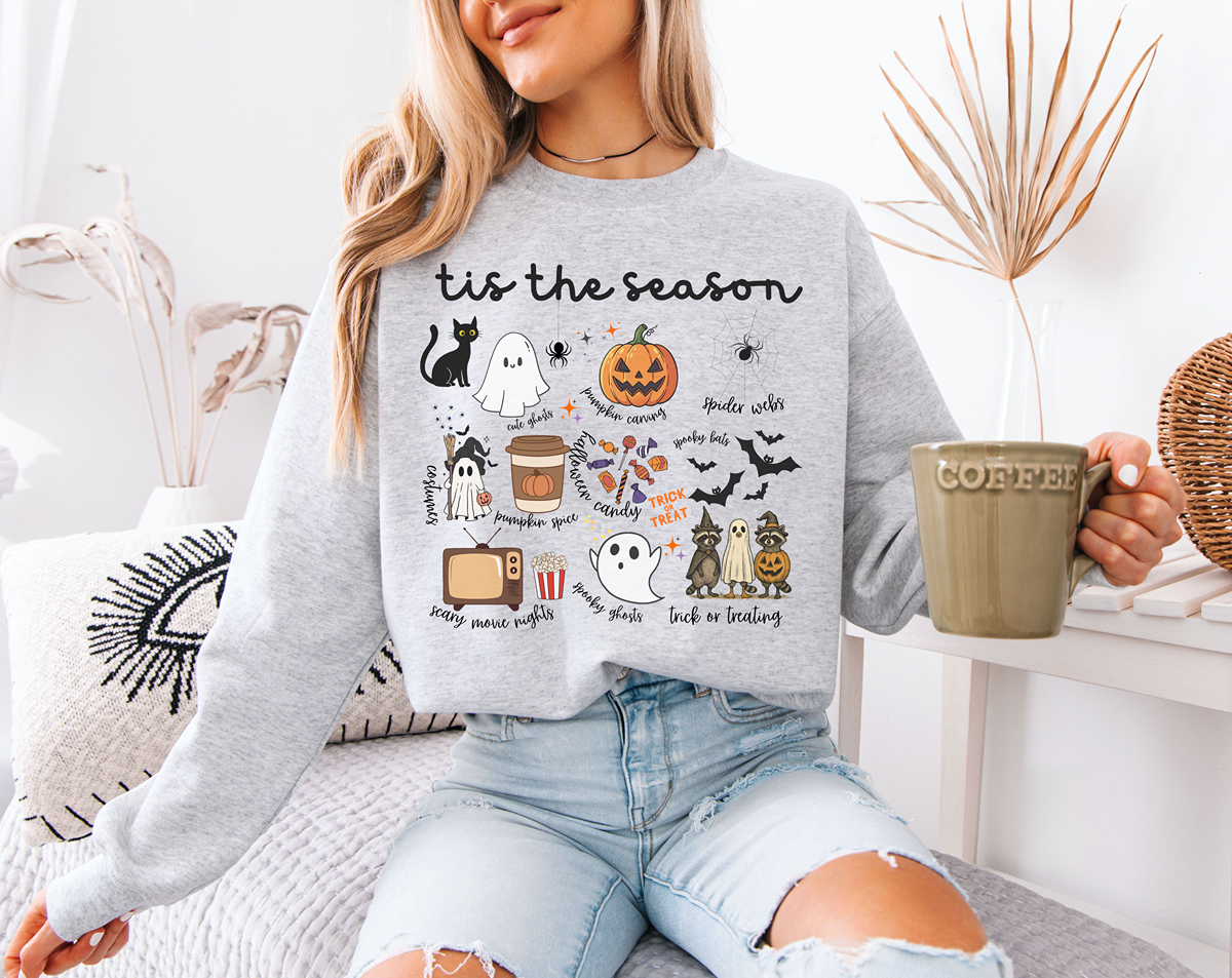 Tis The Season Cozy Halloween Crewneck Sweatshirt