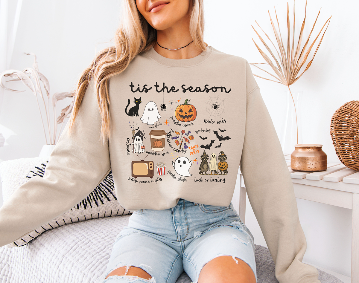 Tis The Season Cozy Halloween Crewneck Sweatshirt