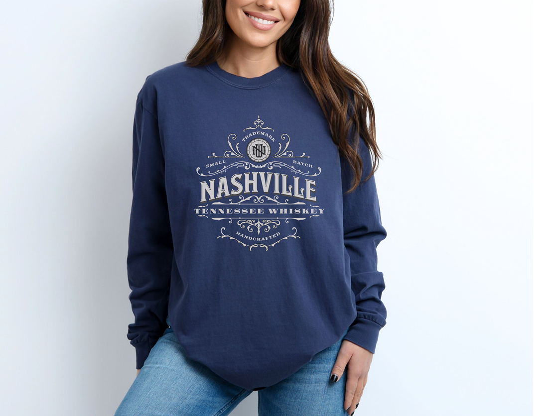 Nashville Tennessee Whiskey Comfort Colors Long Sleeve Tee