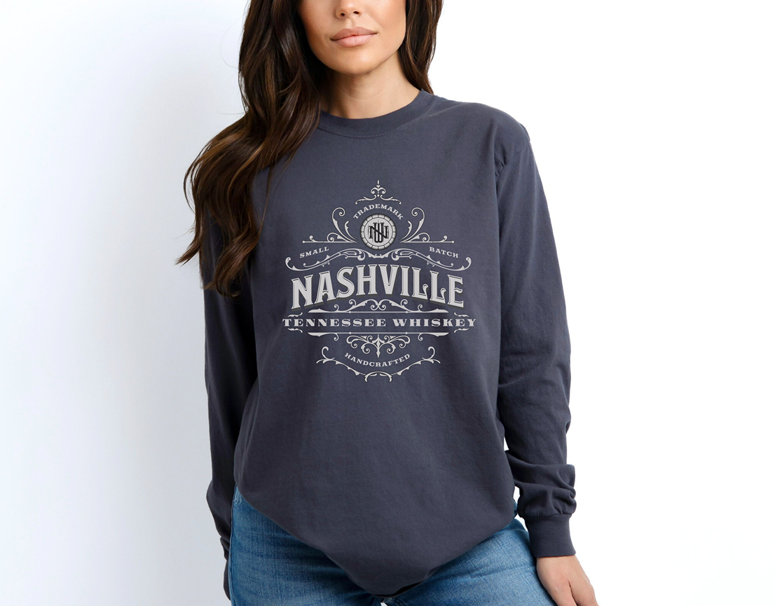 Nashville Tennessee Whiskey Comfort Colors Long Sleeve Tee