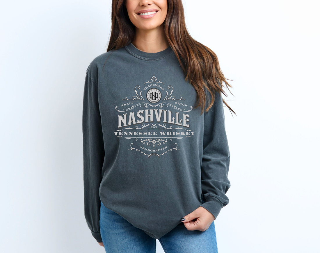 Nashville Tennessee Whiskey Comfort Colors Long Sleeve Tee