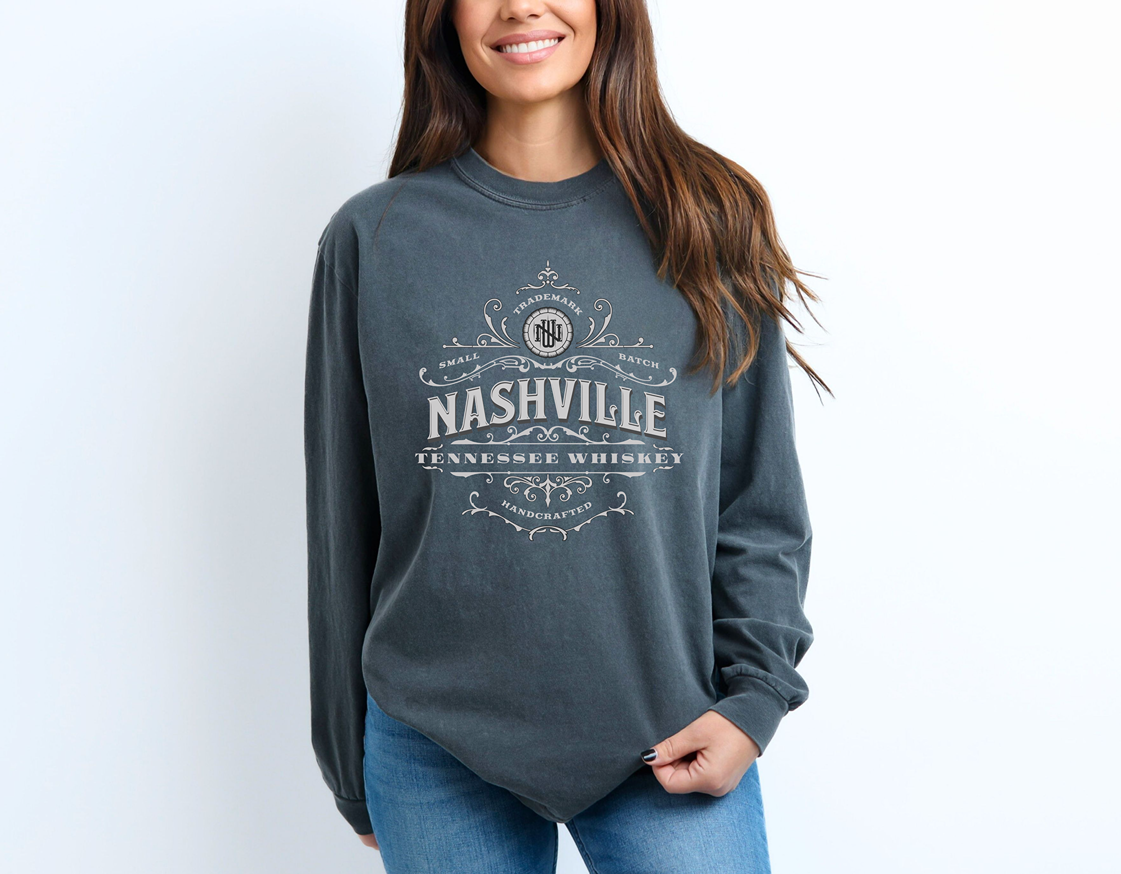 Nashville Tennessee Whiskey Comfort Colors Long Sleeve Tee