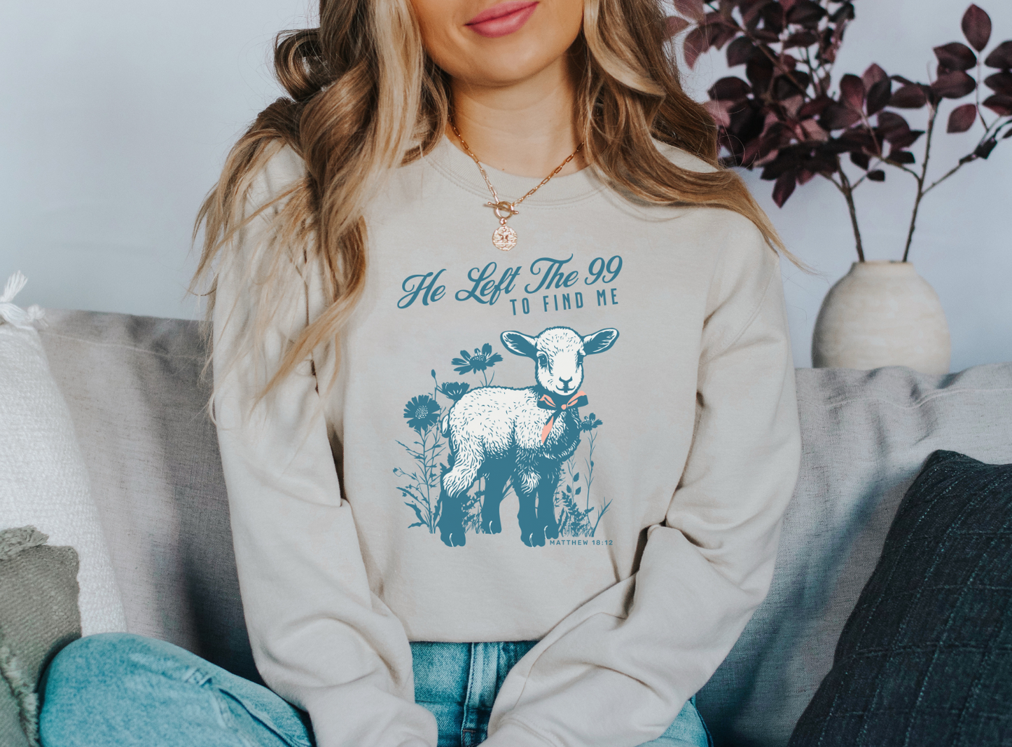 'He Left The 99' JERZEES 562MR Crewneck Sweatshirt